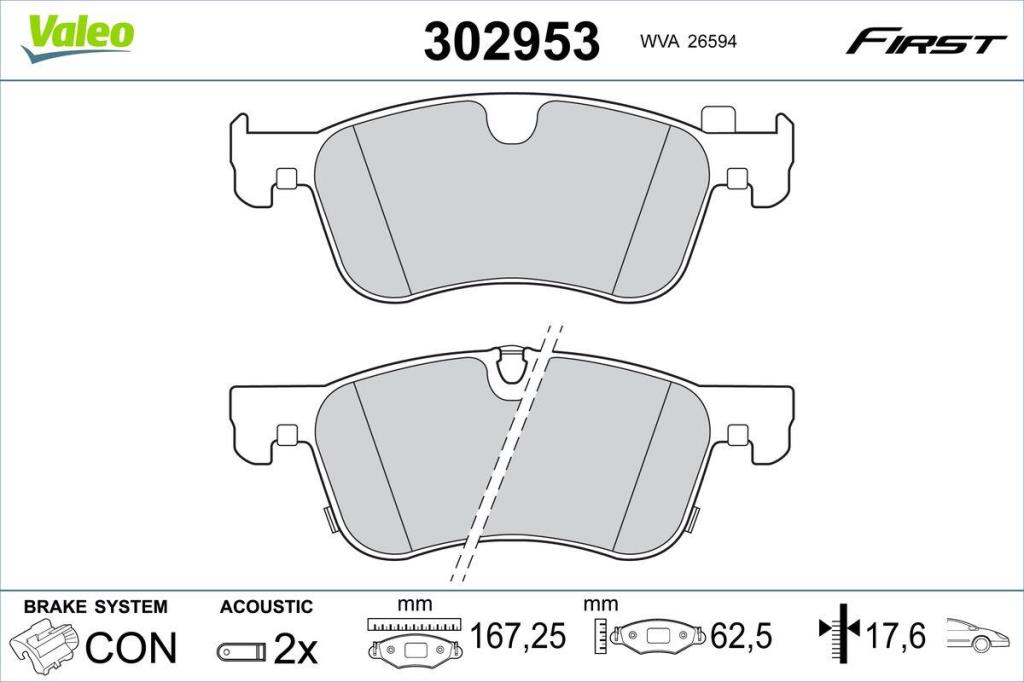 Jogo de 4 pastilhas de travão VALEO ref. 302953